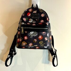 LOUNGEFLY Mini Backpack Harry Potter All Characters Adjustable Straps Zipper